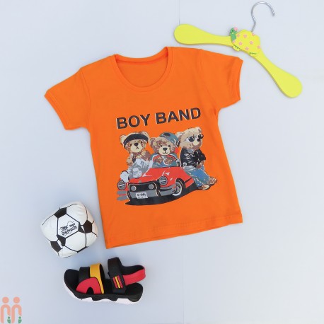 لباس تیشرت بچه گانه اسپرت نخی اعلا نارنجی فرندز Teddy bear Kids Tshirt