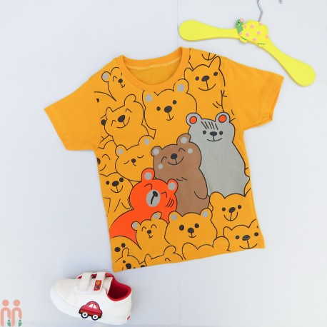 لباس تیشرت بچه گانه اسپرت نخی اعلا زرد خرسها Kids bears Tshirt