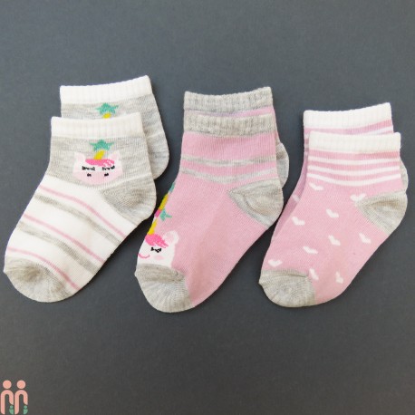 جوراب 3 عددی نخ پنبه ای بچگانه یونی کورن مارک فیلاردی filardi Baby cotton socks