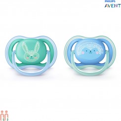 پستانک اونت التراایر نوزاد 6 تا 18 ماه 2 عددی جوجه تیغی و خرگوش Philips Avent ultra air soother