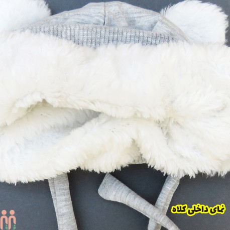 کلاه بچه گانه نوزاد روگوشی گرم داخل خزدار یونی کورن سرمه ای Baby warm hats