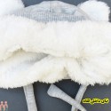کلاه بچه گانه نوزاد روگوشی گرم داخل خزدار یونی کورن سرمه ای Baby warm hats
