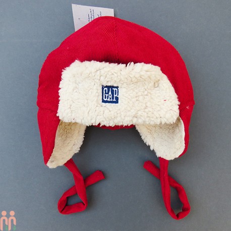 کلاه بچه گانه نوزاد روگوشی کبریتی گرم داخل کُرک و خزدار خلبانی قرمز Baby warm pilot hats