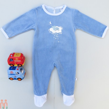 لباس سرهمی پسرانه نوزاد گرم مخملی زمستانی وارداتی آبی ابر برند ابزُربا absorba baby fleece pajamas