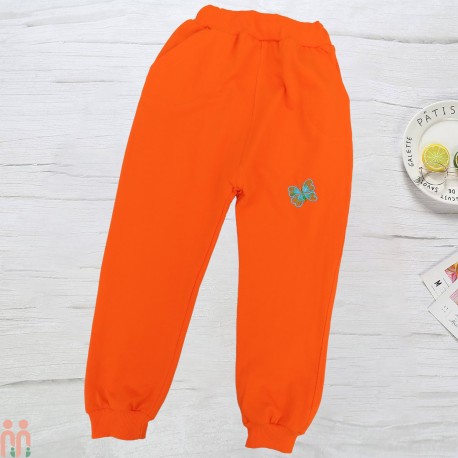شلوار اسلش دخترانه دورس نخی نارنجی طرح گلدوزی girl sport pants