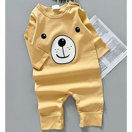 لباس سرهمی نخی نوزاد و بچه گانه مارک بیبی گپ کاراملی خرس kids cotton jumpsuits