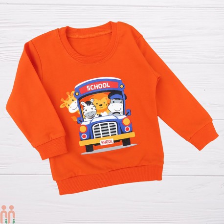 لباس بلوز پسرانه دورس نخی اسپرت نارنجی اتوبوس مدرسه Boy new shirts