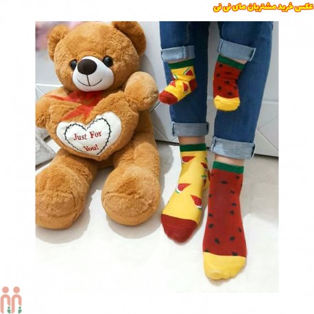 جوراب هندوانه ای بچه گانه نخی تا به تا Baby girl cotton socks