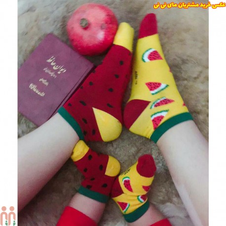 جوراب هندوانه ای بچه گانه نخی تا به تا Baby girl cotton socks