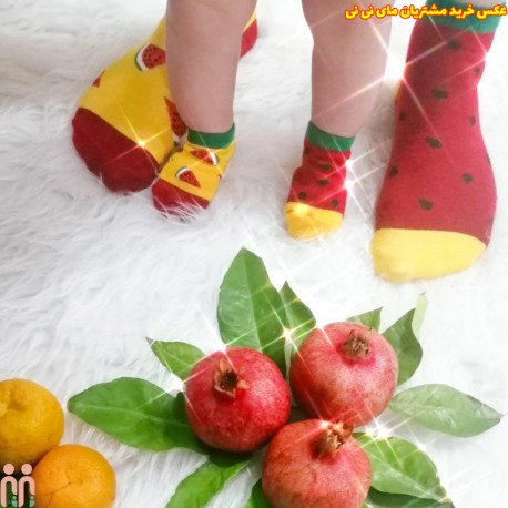 جوراب هندوانه ای بچه گانه نخی تا به تا Baby girl cotton socks