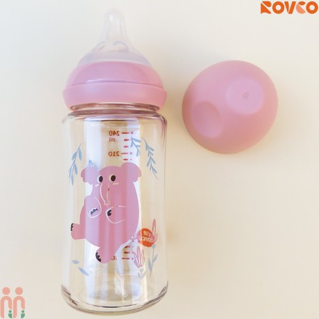 شیشه شیر شبیه سینه مادر پیرکس ریکانگ بزرگ Rikang wide mouse glass bottle