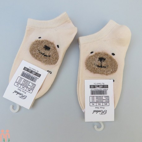 جوراب قوزکی نخ پنبه ای بچگانه کرمی خرس بوکله مارک ریبال Reebal Baby cotton socks