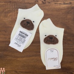 جوراب قوزکی نخ پنبه ای بچگانه شیری خرس بوکله مارک ریبال Reebal Baby cotton socks