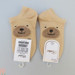 جوراب قوزکی نخ پنبه ای بچگانه نسکافه ای خرس بوکله مارک ریبال Reebal Baby cotton socks