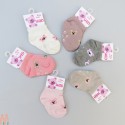 جوراب مچی نوزاد نخی استپ دار طوسی خرس 0 تا 1 سال Baby cute socks