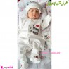 ست بیمارستانی نوزاد 7 تکه نخی آی لاو ماما پاپا Baby born clothes set