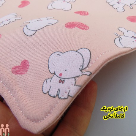 دستمال گردن و پیشبند نوزاد و کودک وارداتی 2 لایه نخی صورتی فیل Baby Triangle cotton bibs