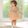 لباس مجلسی دخترانه پیراهن آستین کوتاه نسکافه ای طرح نوژا Girl Nozha model dress