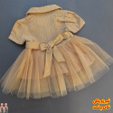 لباس مجلسی دخترانه پیراهن آستین کوتاه نسکافه ای طرح نوژا Girl Nozha model dress