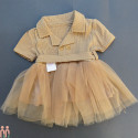 لباس مجلسی دخترانه پیراهن آستین کوتاه نسکافه ای طرح نوژا Girl Nozha model dress