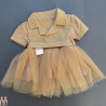 لباس مجلسی دخترانه پیراهن آستین کوتاه نسکافه ای طرح نوژا Girl Nozha model dress