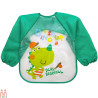 پیشبند لباسی بچه نایلونی سبز دایناسور Baby long sleeve waterproof bib