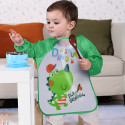 پیشبند لباسی بچه نایلونی سبز دایناسور Baby long sleeve waterproof bib