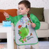 پیشبند لباسی بچه نایلونی سبز دایناسور Baby long sleeve waterproof bib