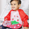 پیشبند لباسی بچه گانه ضدآب قرمز توت فرنگی baby waterproof clothing bibs with sleeves