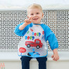 پیشبند لباسی بچه گانه ضدآب وارداتی آبی آتشنشانی baby waterproof clothing bibs with sleeves