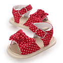 صندل دخترانه وارداتی نوزاد و کودک استپ دار طرح پاپیون قرمز خالدار Baby girl footwear