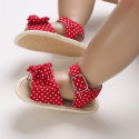 صندل دخترانه وارداتی نوزاد و کودک استپ دار طرح پاپیون قرمز خالدار Baby girl footwear