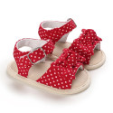 صندل دخترانه وارداتی نوزاد و کودک استپ دار طرح پاپیون قرمز خالدار Baby girl footwear