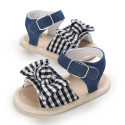 صندل دخترانه وارداتی نوزاد و کودک استپ دار طرح پاپیون چهارخانه Baby girl footwear