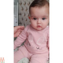 سرهمی دخترانه نوزادی وارداتی نخی مارک اورجینال صورتی خرگوش baby girl junpsuits