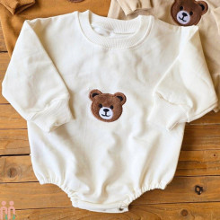 بادی نوزاد و بچه گانه نخی شیری تدی Baby Boy Teddy bodysuits