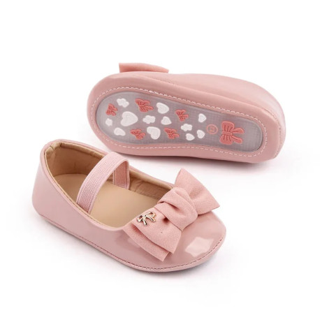 کفش مجلسی دخترانه وارداتی نوزاد و کودک صورتی پاپیون Baby girl shoes