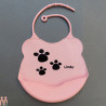 پیشبند سیلیکونی وارداتی کاسه دار ضدلک نوزاد و کودک صورتی ردپا Baby silicone bibs