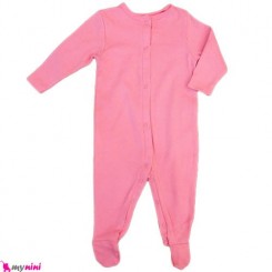 سرهمی نخی نوزاد و کودک 6 تا 12 ماه صورتی Baby cotton sleepsuit