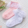 جوراب دخترانه مجلسی لبه توردار وارداتی کیفیت عالی نخ پنبه ای 2 تا 4 سال girl bow tie socks