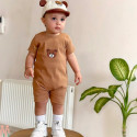 رامپر نخی کبریتی نوزاد و بچه گانه نسکافه ای تدی Baby cotton rompers