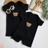رامپر مشکی نخی کبریتی نوزاد و بچه گانه تدی Baby cotton rompers