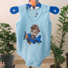 لباس رکابی زیردکمه دار نوزاد و بچه گانه نخی آبی خلبان mynini baby bodysuit