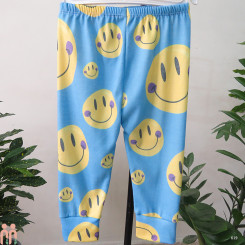 شلوار نوزادی و کودک نخی راحتی آبی اسمایل baby pants