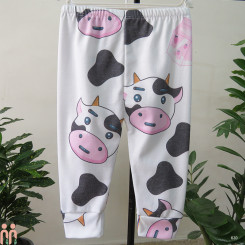 شلوار نوزادی و کودک نخی راحتی طرح گاو 6 تا 12 ماه baby pants