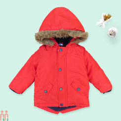 کاپشن گرم بچه گانه کلاه دار وارداتی 3 لایه قرمز مارک پپکو 12 تا 18 ماه Pepco baby warm hooded coat