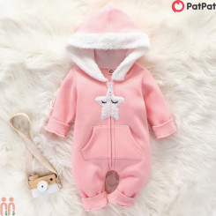 سرهمی گرم کلاهدار نوزاد و کودک توکُرکی وارداتی صورتی ستاره ابر مارک اورجینال پت پت pat pat baby jumpsuits