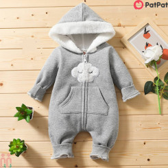 سرهمی گرم کلاهدار نوزاد و کودک توکُرکی وارداتی طوسی ابر مارک اورجینال پت پت pat pat baby jumpsuits