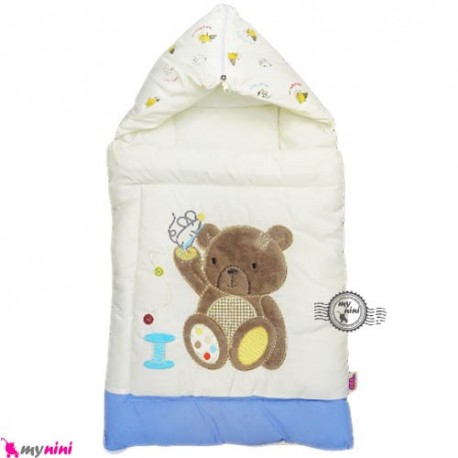 قنداق فرنگی نوزاد تترون آبی خرس نشسته Baby Sleeping Bag