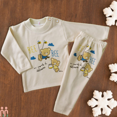 لباس بلوز شلوار نوزاد و کودک نخی کرم نسکافه ای تدی Baby clothes set لباس بلوز شلوار نوزاد و کودک نخی کرم نسکافه ای تدی Baby clothes set